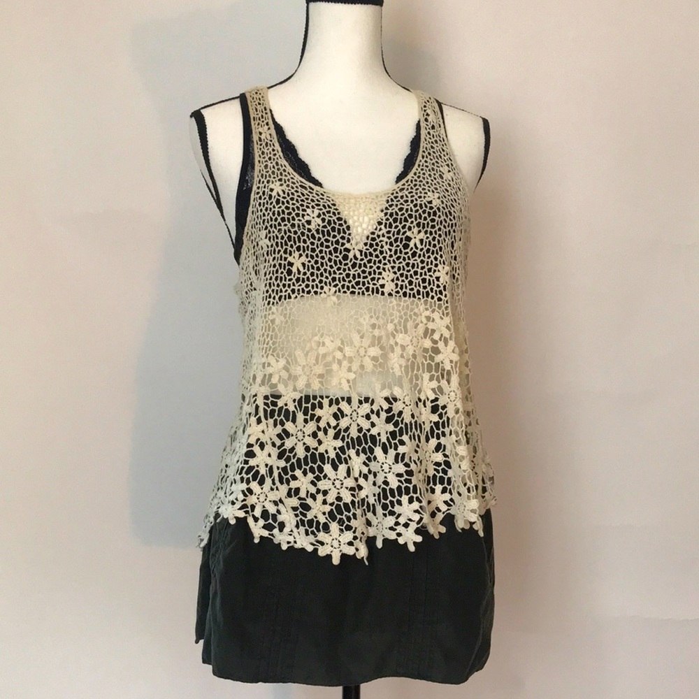 Finn & Clover Floral Lace Tank Top (M)